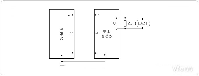 電壓輸出型電壓變送器標準源法校準電壓接線圖